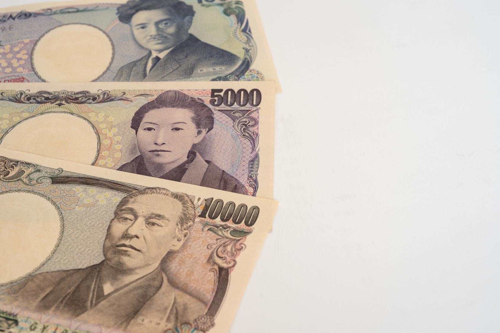 日本円の千円札・五千円札・一万円札のイメージ