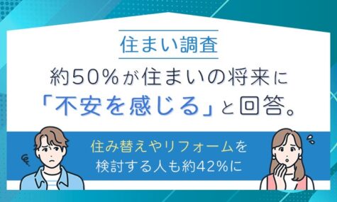 住まいに関する調査で、約50%が将来に不安を感じていることが判明