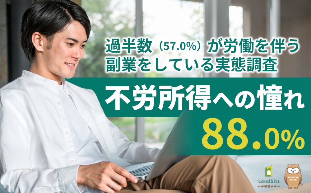 不労所得に憧れる人は88％に達する一方、実際の副業収入は月5,000円未満が59％の調査結果を発表